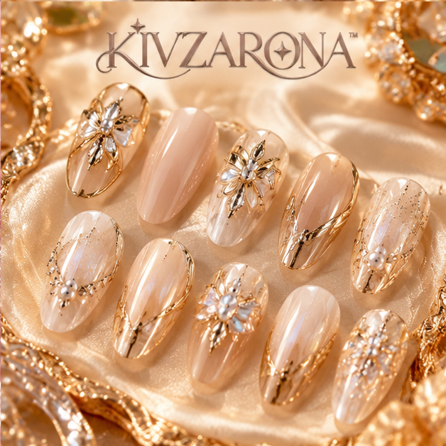Golden Aura Jewel Nails