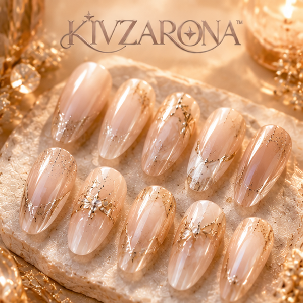 Champagne Veil Almond Nails