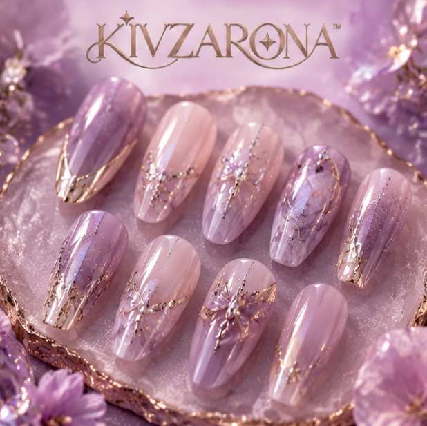 Lavender Galaxy Coffin Nails
