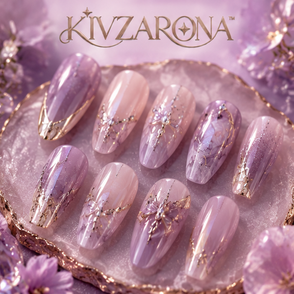 Lavender Galaxy Coffin Nails