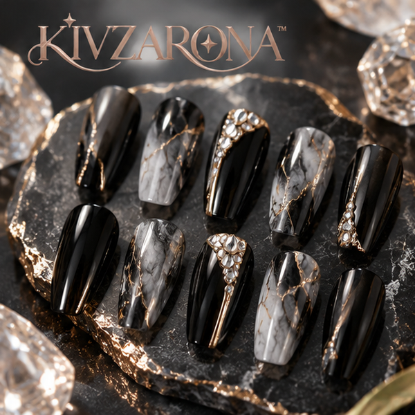 Obsidian Marble Coffin Nails