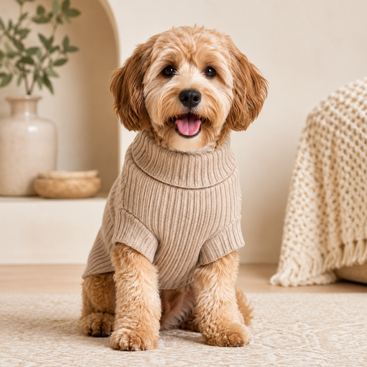 KIVZARONA™ CloudSoft Ribbed Dog Sweater | Cozy Stretch Knit Pet Pullover