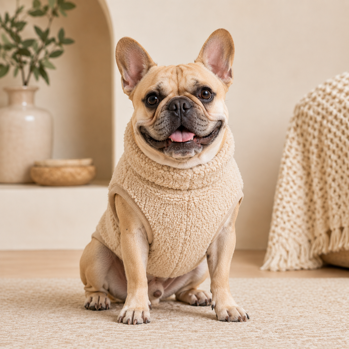 KIVZARONA™ Teddy Lounge Fleece Pet Vest | Soft Sherpa Dog & Cat Jacket