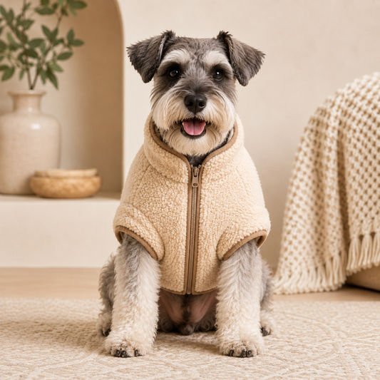 KIVZARONA™ Après Sherpa Zip Dog Jacket | Warm Fleece Puppy Winter Coat