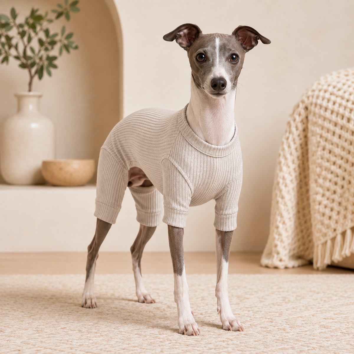 KIVZARONA™ Everyday Ribbed Pet Bodysuit | Stretch Dog Cat Pajamas