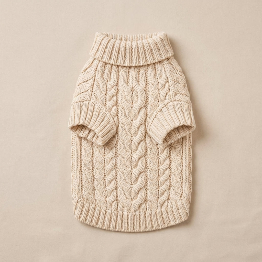 KIVZARONA™ Maison Cable Knit Dog Sweater | Luxury Turtleneck Puppy Pullover