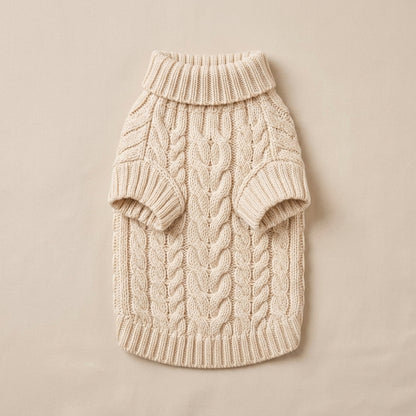 KIVZARONA™ Maison Cable Knit Dog Sweater | Luxury Turtleneck Puppy Pullover