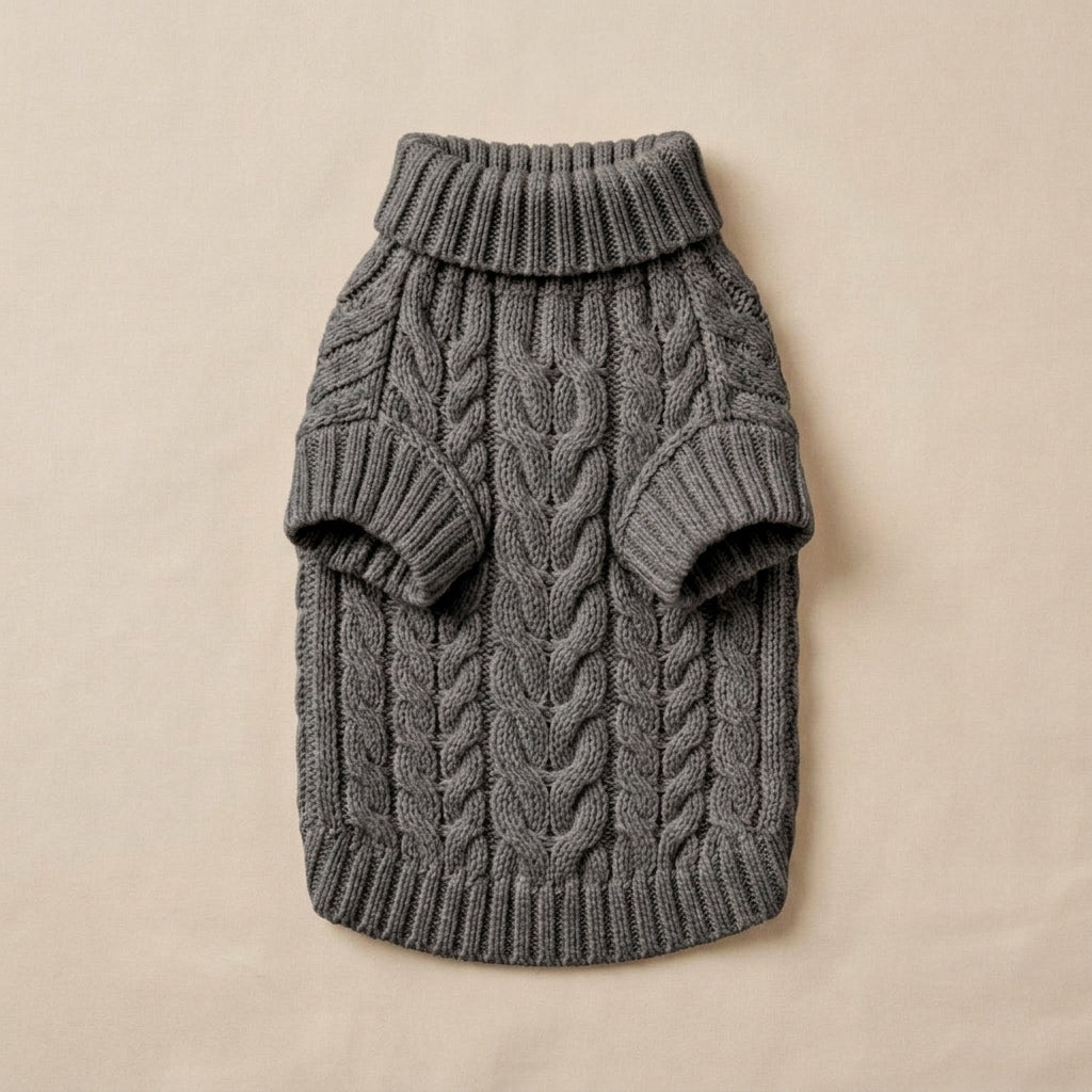 KIVZARONA™ Maison Cable Knit Dog Sweater | Luxury Turtleneck Puppy Pullover