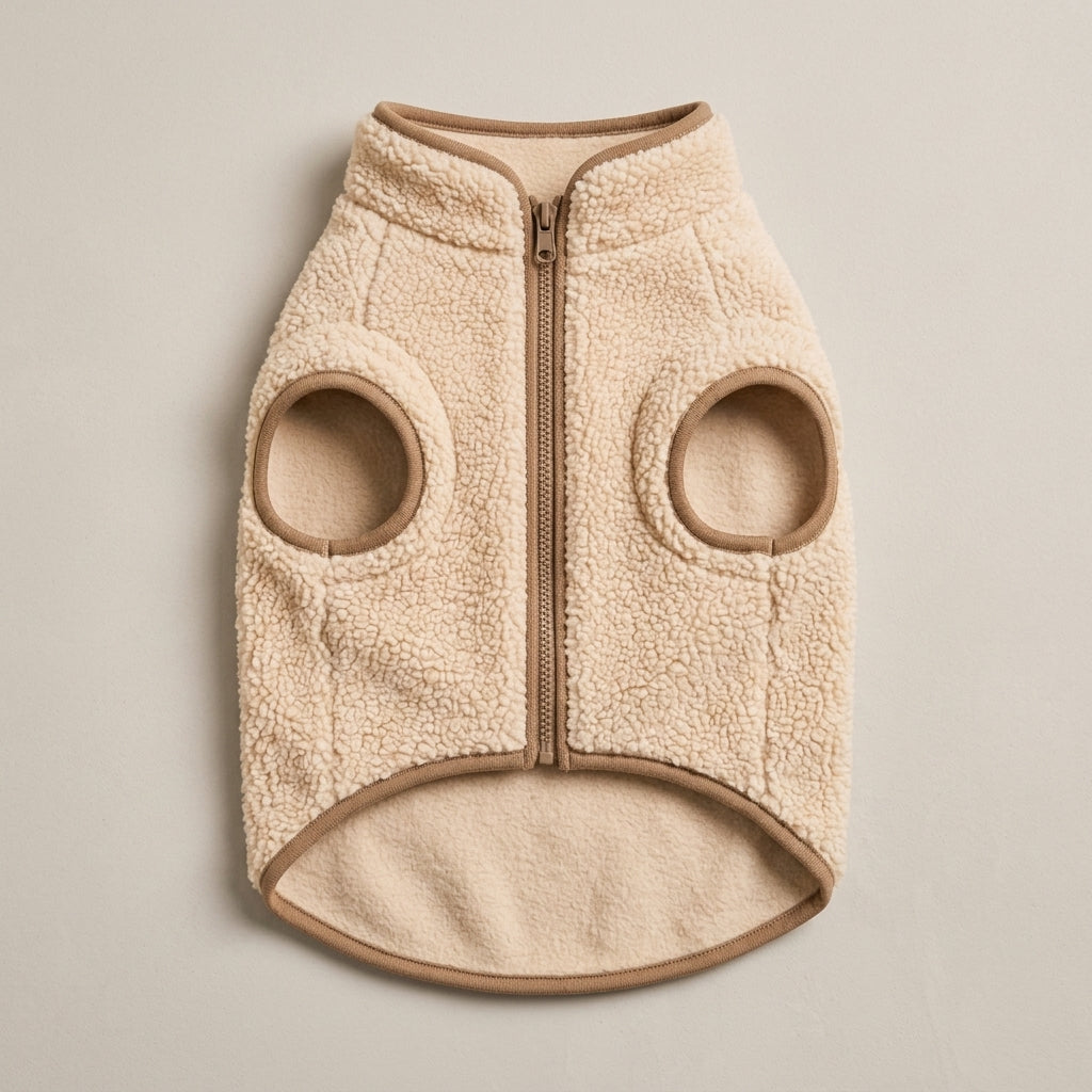KIVZARONA™ Après Sherpa Zip Dog Jacket | Warm Fleece Puppy Winter Coat