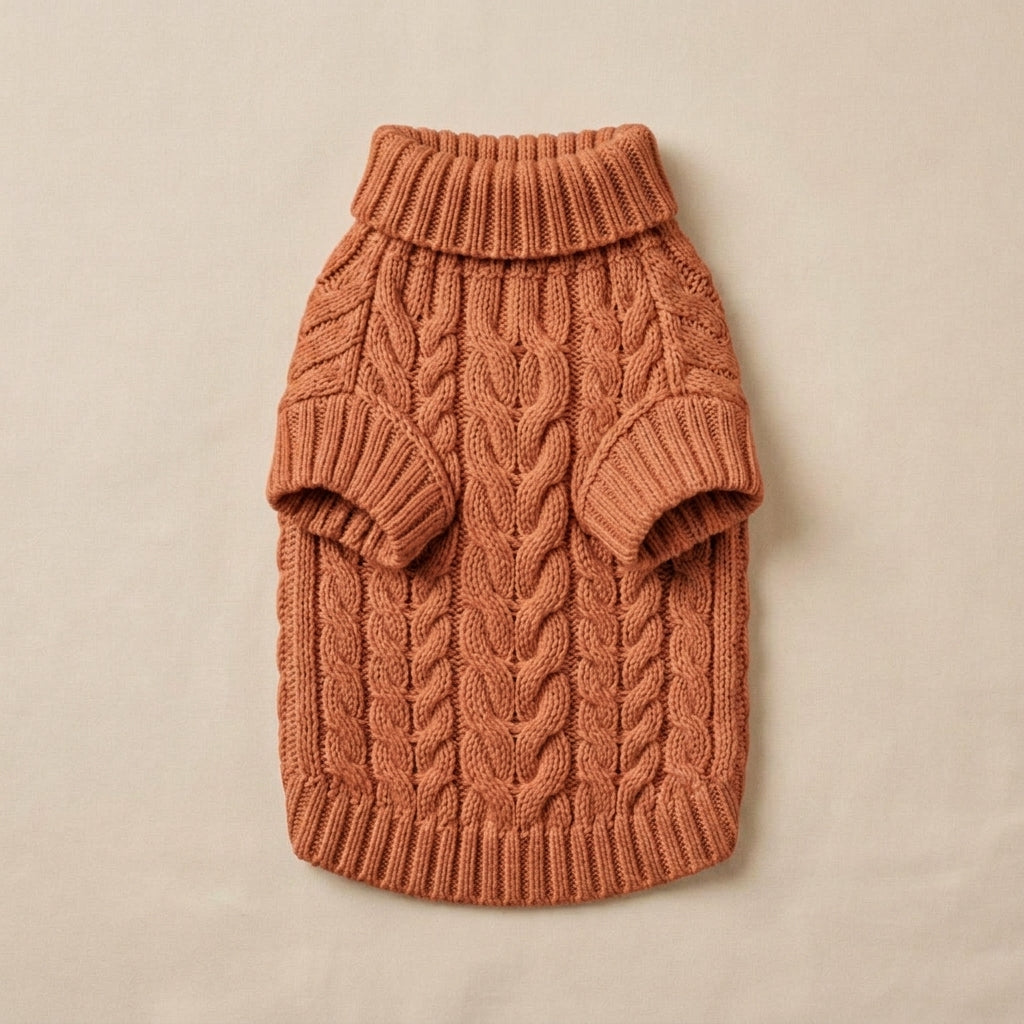 KIVZARONA™ Maison Cable Knit Dog Sweater | Luxury Turtleneck Puppy Pullover