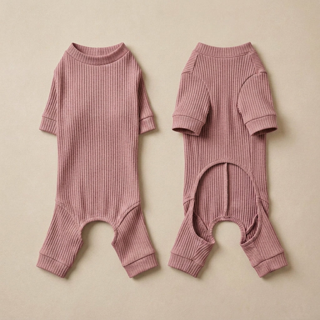 KIVZARONA™ Everyday Ribbed Pet Bodysuit | Stretch Dog Cat Pajamas