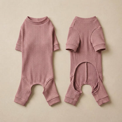 KIVZARONA™ Everyday Ribbed Pet Bodysuit | Stretch Dog Cat Pajamas