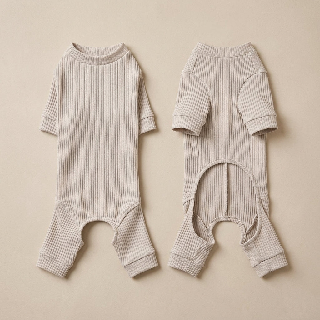 KIVZARONA™ Everyday Ribbed Pet Bodysuit | Stretch Dog Cat Pajamas
