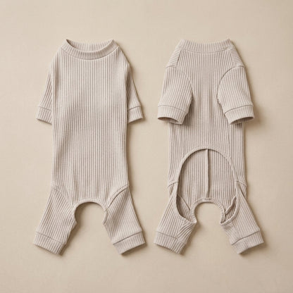 KIVZARONA™ Everyday Ribbed Pet Bodysuit | Stretch Dog Cat Pajamas