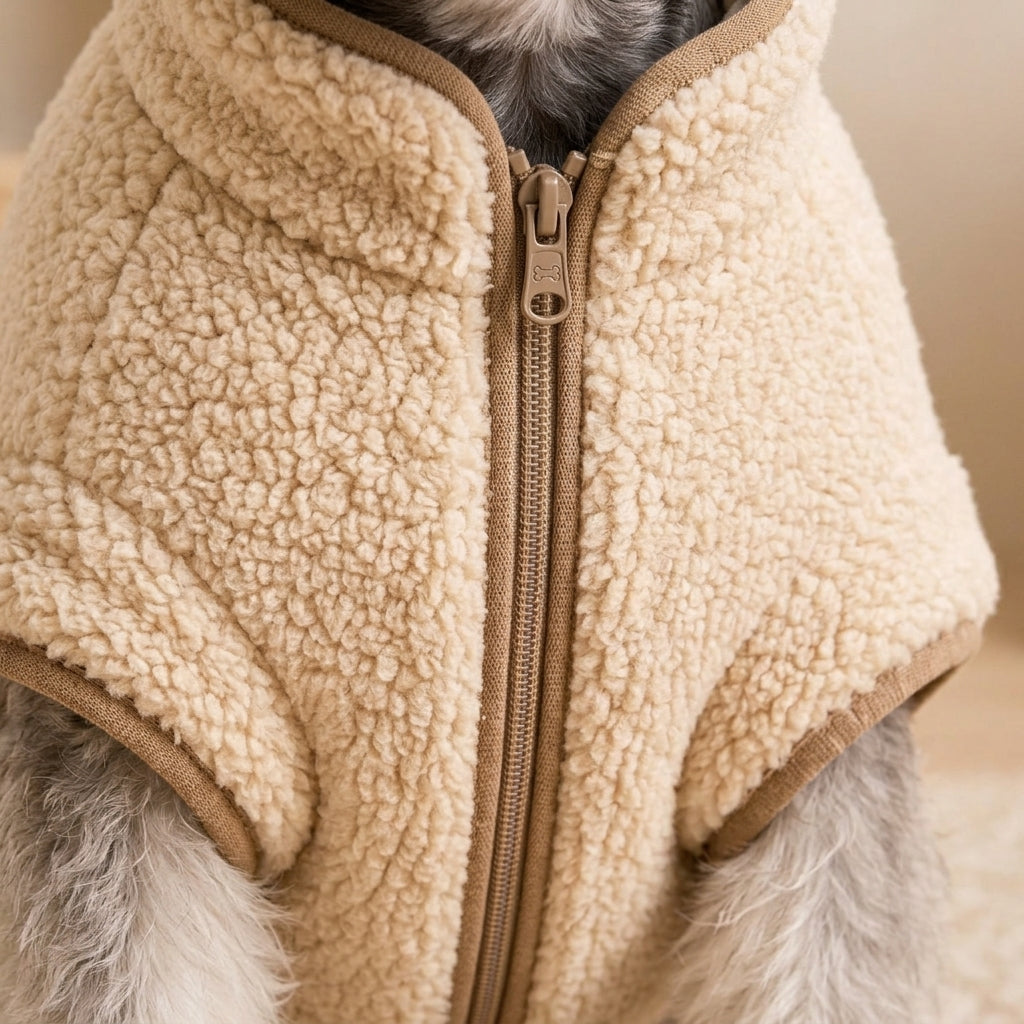 KIVZARONA™ Après Sherpa Zip Dog Jacket | Warm Fleece Puppy Winter Coat